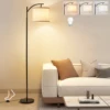 Floor Lamp for Living Room with 3 Color Temperatures Standing Lamp with Linen Lampshade Rotation Adjustment for Bedroom Office 1