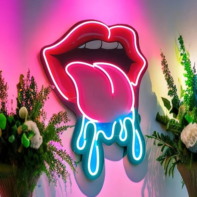 

Lips and Tongue Neon Sign Bar Neon Signs Custom Led Lights Bedroom Living Room Decoration Night Light Home Room Wall Decor