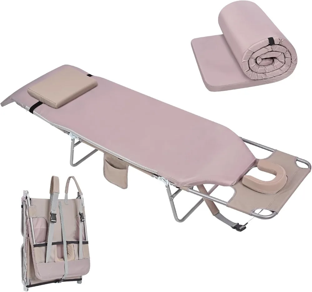 

Comfort Padded Backpack Tanning Beach Lounge Chair with Face Hole Cushion Mattress for Adults Outside Sunbathing Poolside