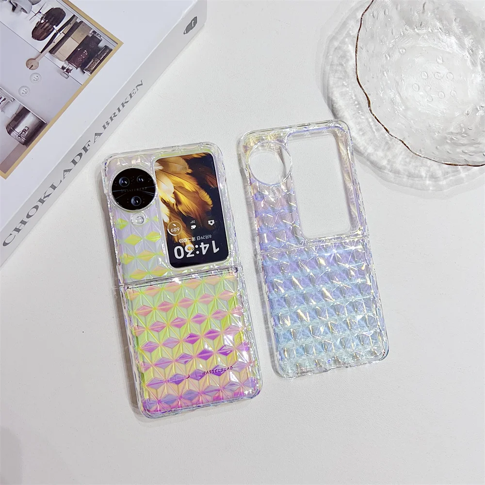 

Colorful Transparent Phone Case For OPPO Find N2 N3 Flip PC Protective Cover Hard Shell