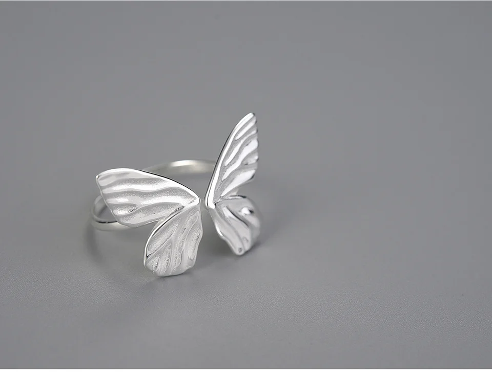 Silver Adjustable Vintage Butterfly Rings