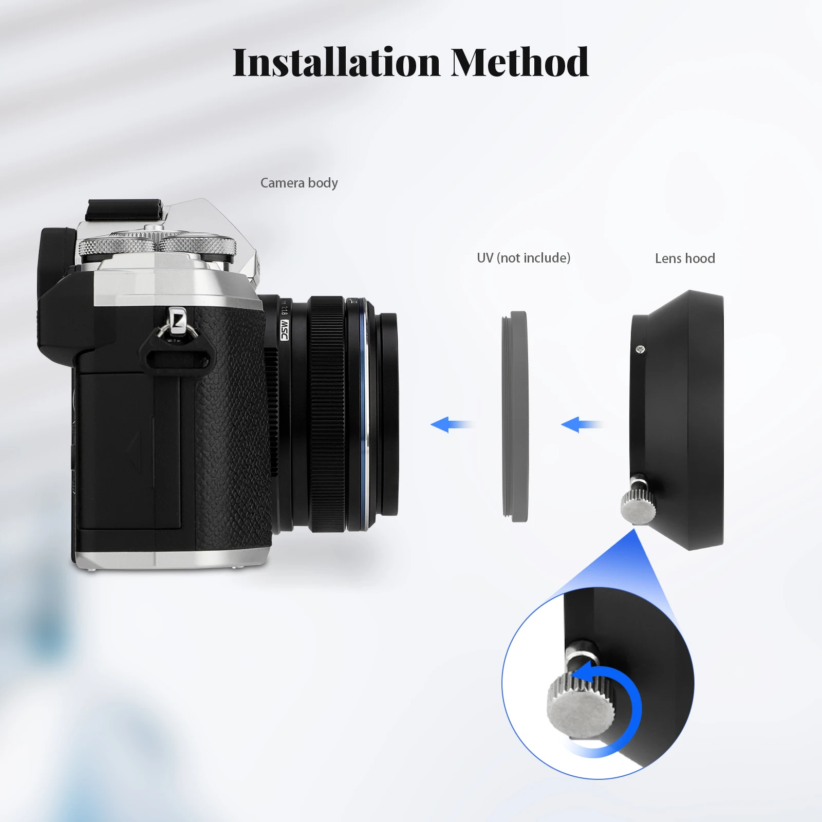 Haoge LH-M48B Metal Lens Hood Shade for Olympus M.ZUIKO Digital