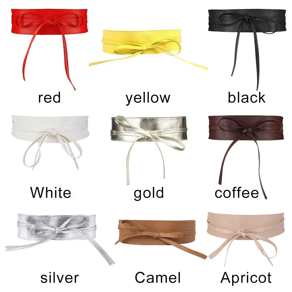 Women Fashion Belt for Dress PU Leather Bowknot Wide Belts Simple Wrap Waistband Coat Corset Designer Luxury Brand Waistbelt