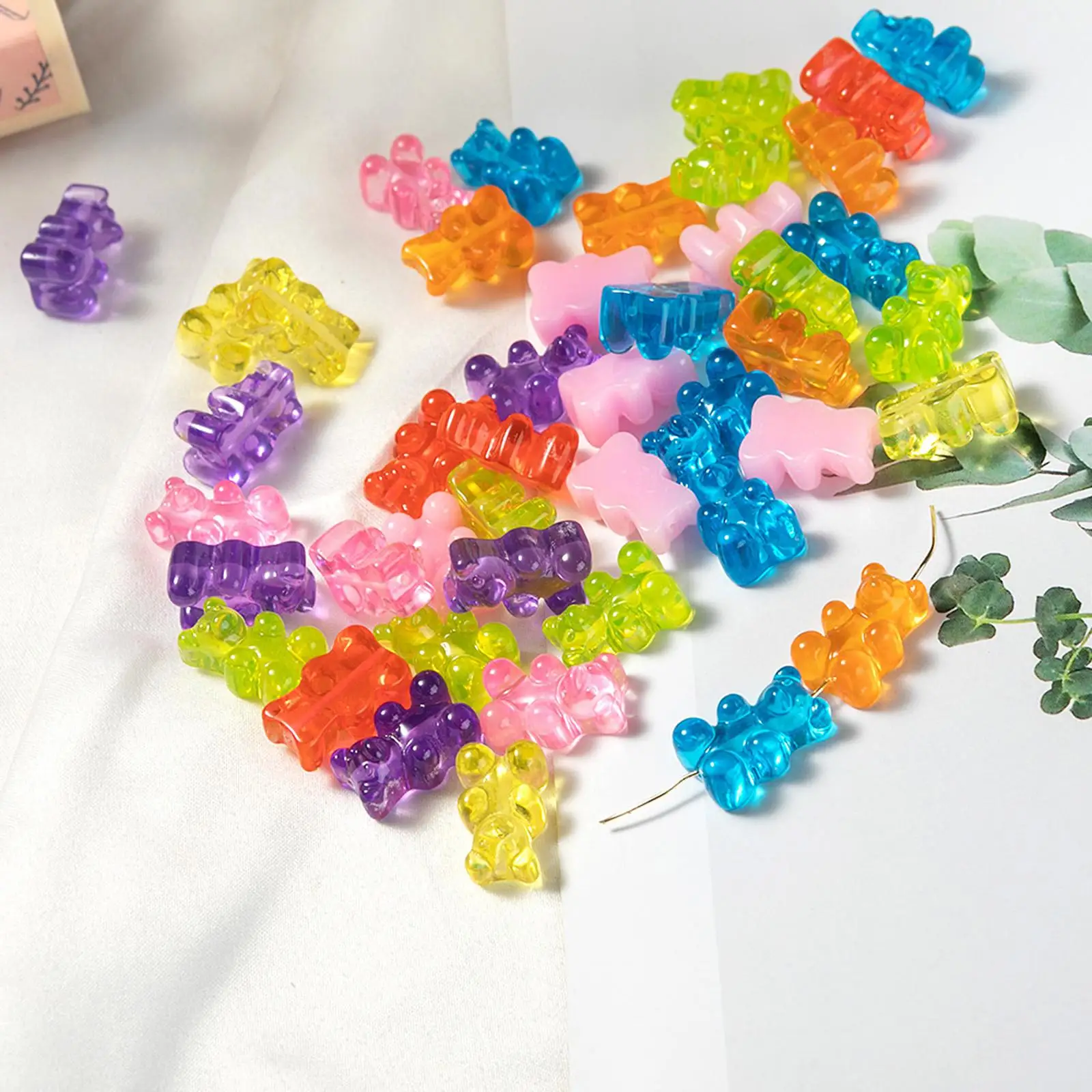 50 Pieces Gummy Bear Charms with Hole Flatback Resin for Children