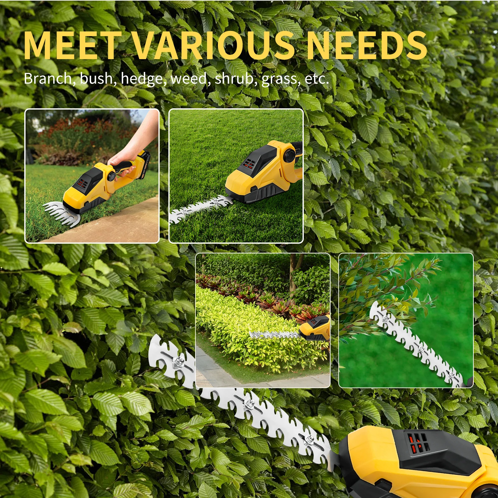 2 IN 1 Hedge Trimmer Cordless for Dewalt 20V Battery Electric Grass Shears Handheld Shrub Trimmer Bush Trimmer (No Battery) 5