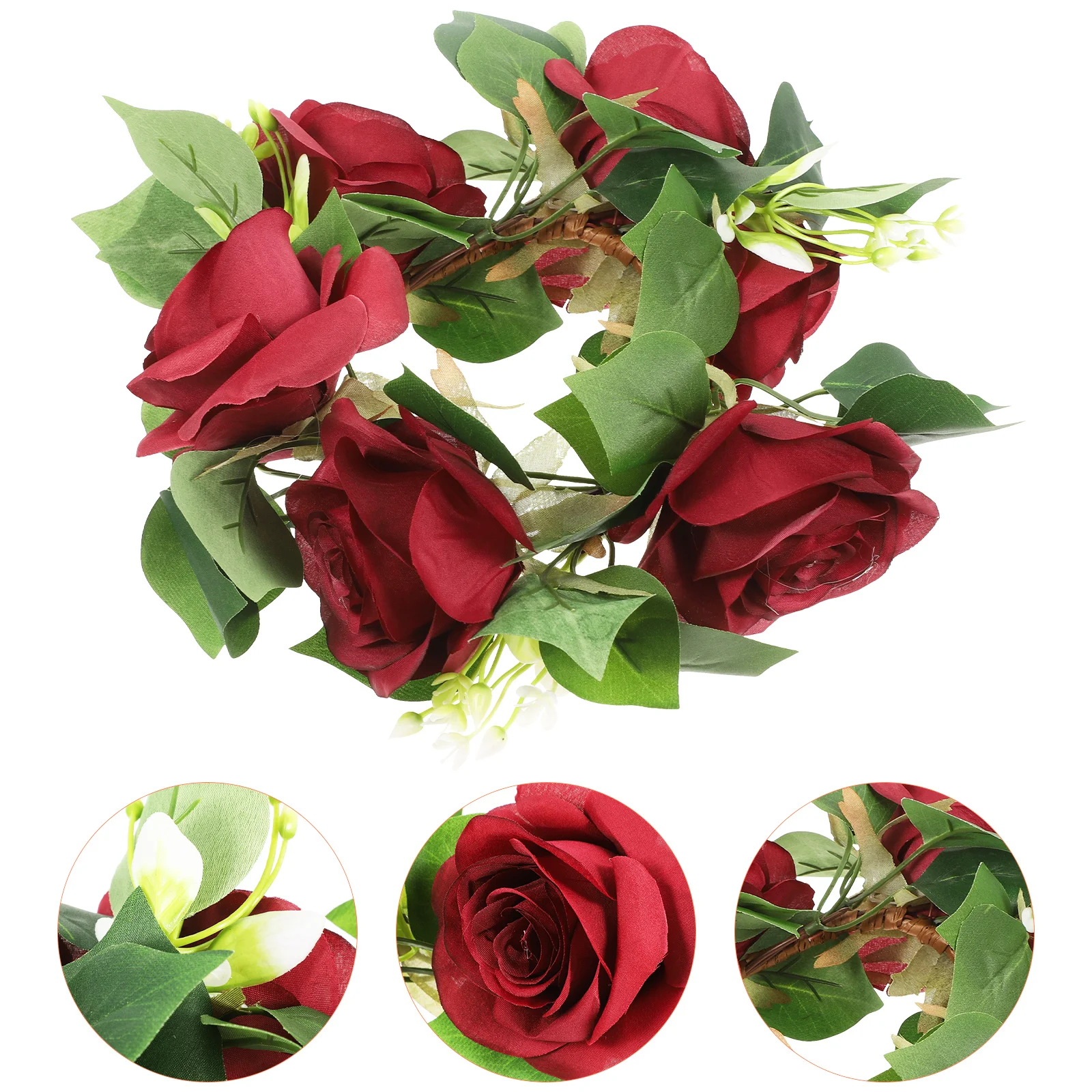 

Garland Ring Wreath Wedding Layout Props Rings for Pillar Candles Tabletop Artificial Rose Winter Holders