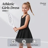 Robe de sport sans manches pour filles, dos creux, avec short intégré et poches, pour le tennis, le cyclisme, les activités de plein air, séchage rapide pour enfants 4