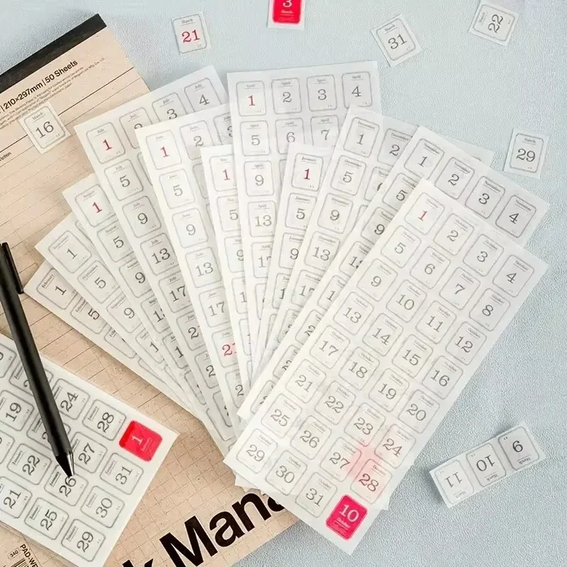 Paper Calendar Decorative Stickers for Journal Planner