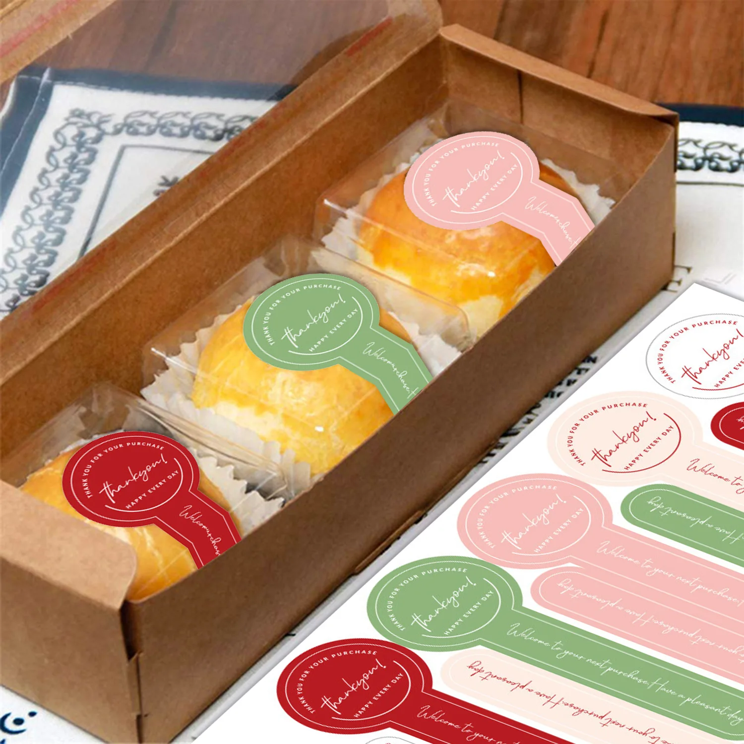 100pcs/set Colorful Handmade food baking label stickers Striped Long Label Packaging Sealing Labels Bakery Gift Wrapping