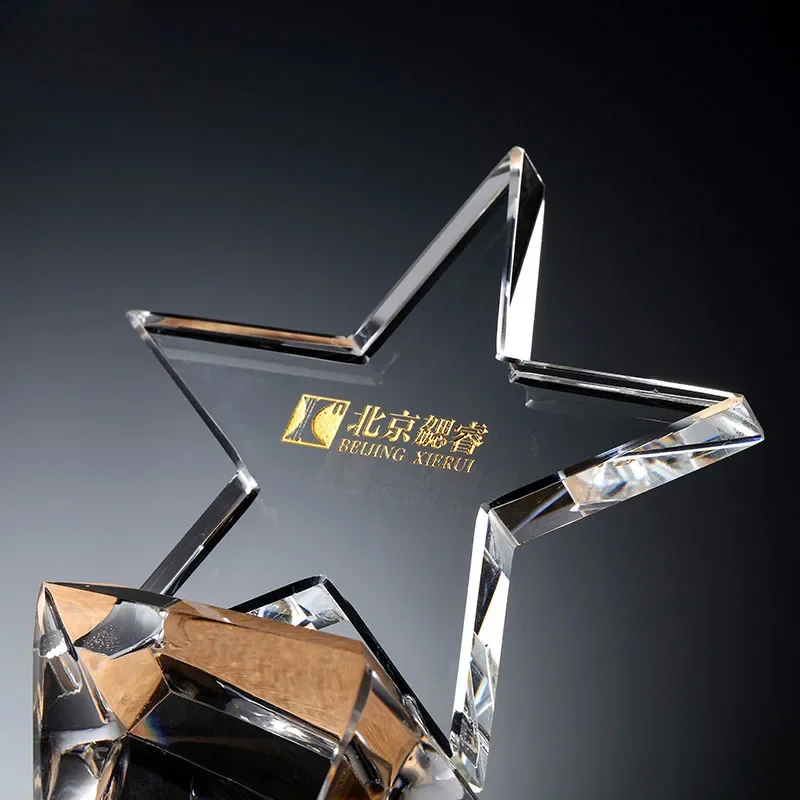 Customized Crystal Trophy, Pentagram, Creative, Home Decoration, School, Company, Competition, Team Reward, Home Decoration, 1Pc