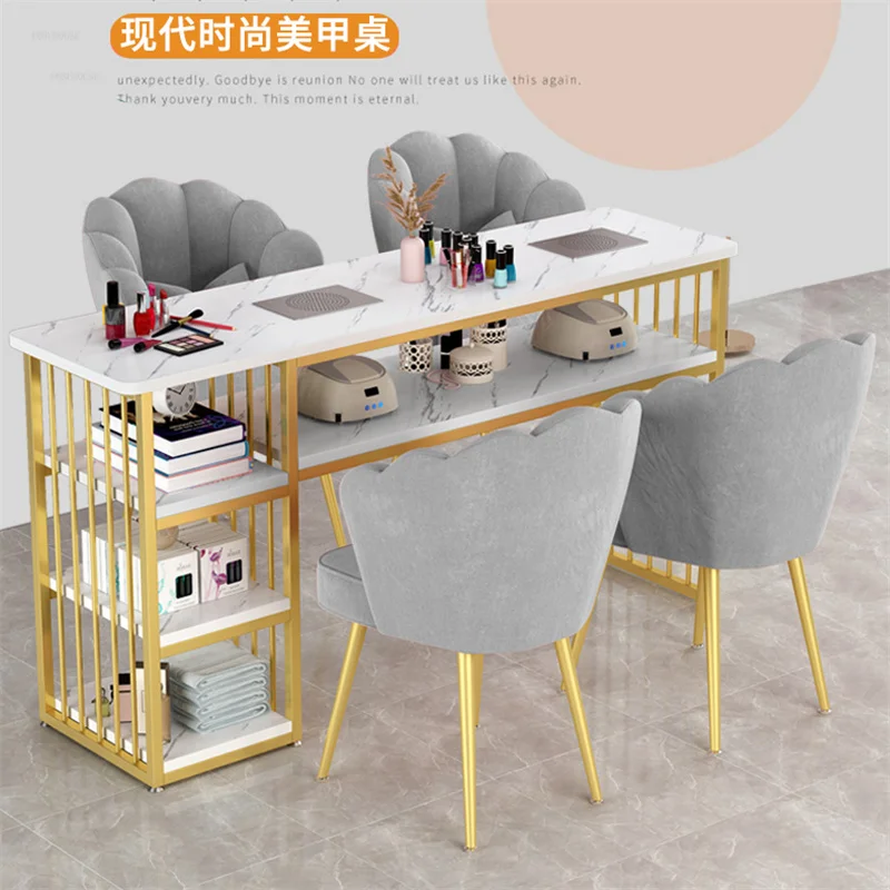 Description Picture 6 of itemBeauty Salon Professional Manicure Table Light Luxury Nail Table and Chair Set with Built-in Vacuum Cleaner Home Makeup Tables