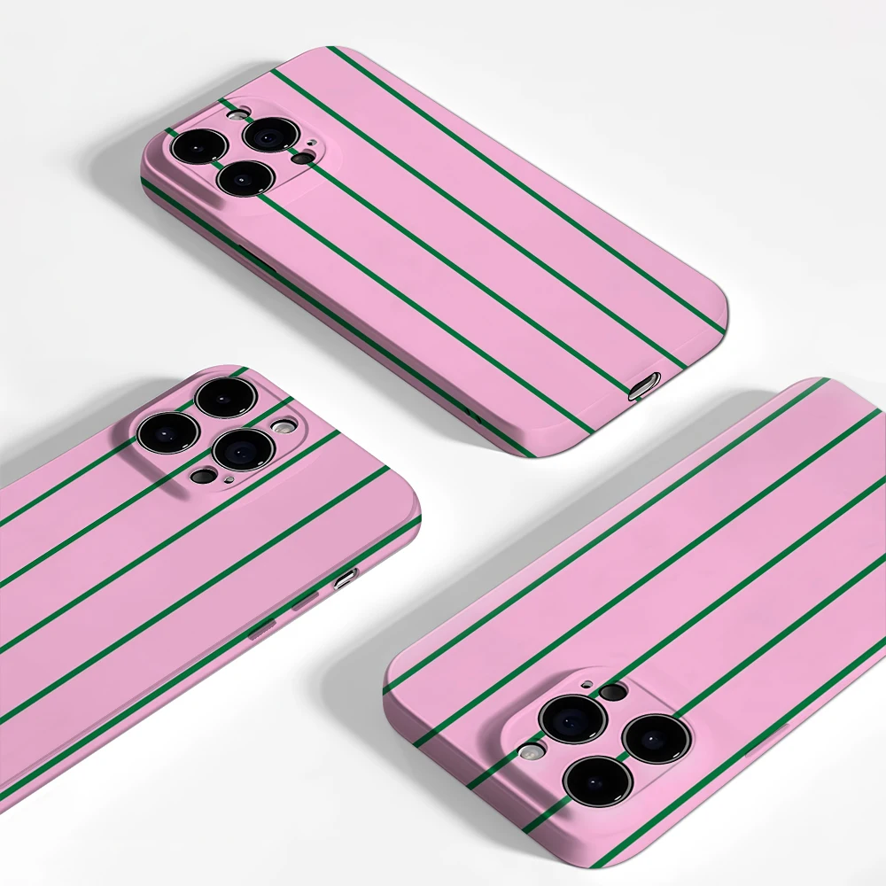 Luxury Double-Layer Phone Case with Pink and Green Stripes