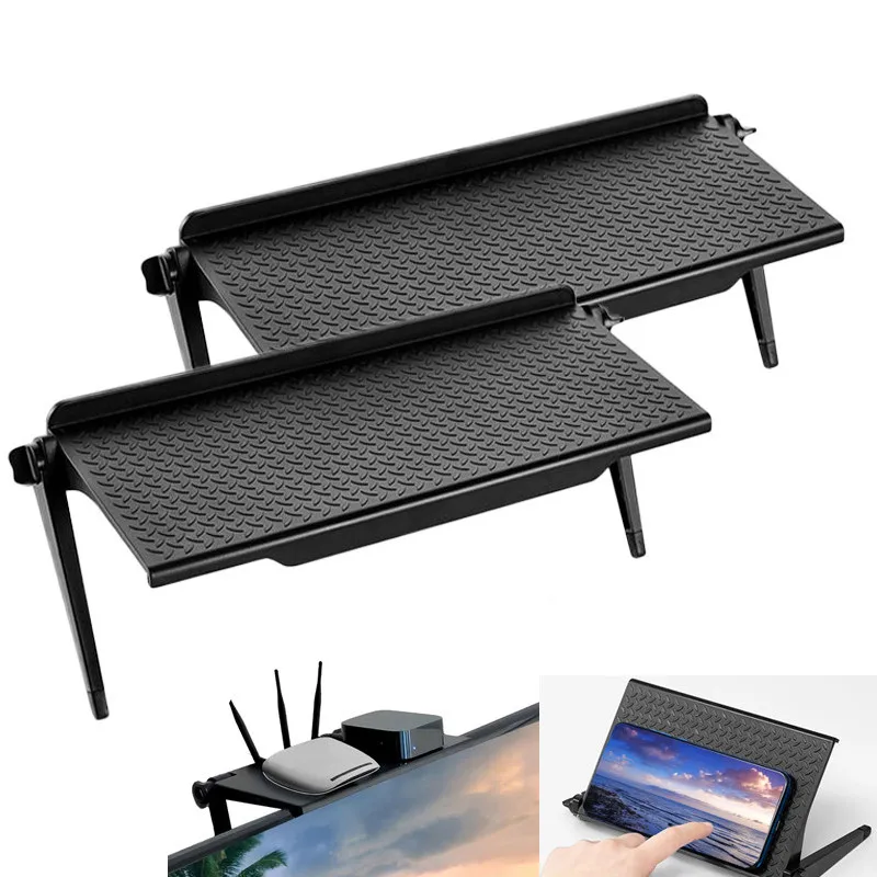 Rack TV Monitor Organizer Screen Top Storage Shelf Holder Practical