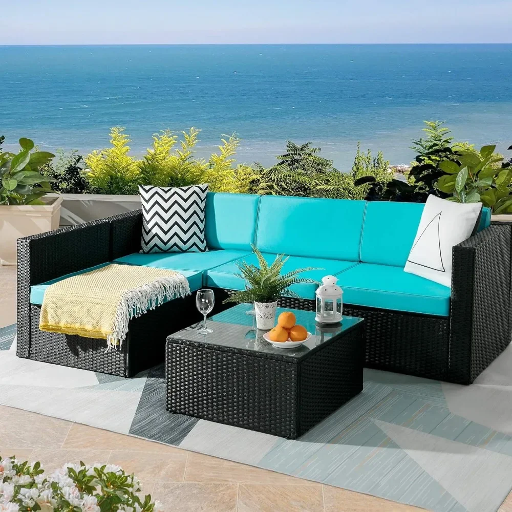 Outdoor Furniture Set of 5 Pieces Rattan Couch Dining Table outdoor sofa set,outdoor rattan furniture set
