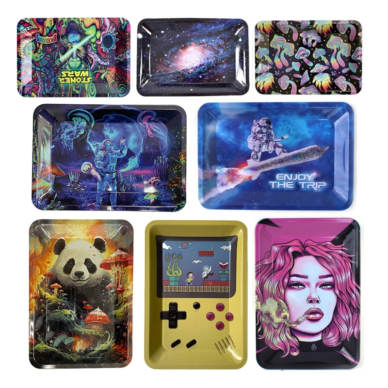 Rolling Tray Storage Tobacco Tinplate Cigar Plate Tool 18*12.5cm Cigarette Herb Plate Smoking Accessories