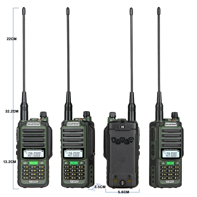 Baofeng UV98 pro walkie talkie odborný UV98 V2 plus 10W sytý vodotěsný VHF UHF dvojí pás dva způsob rádio