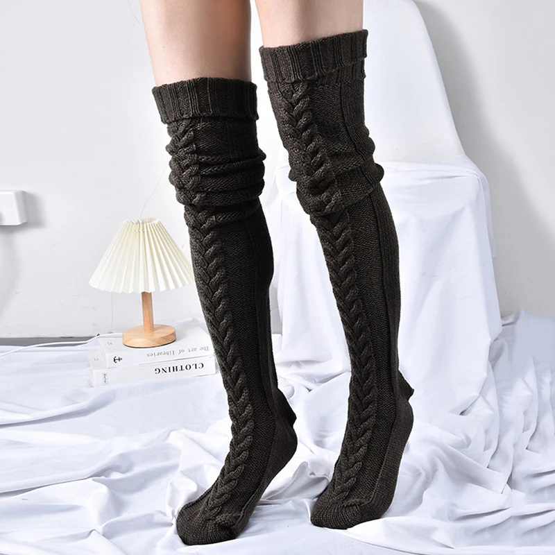 

Edhomenn Women's New in Temperament Thigh High Socks Over the Knee Stockings Cable Knit Boot Socks Long Winter Leg Warmers