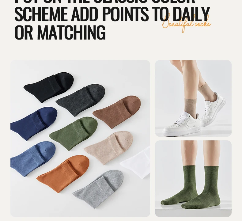 Antibacterial Bamboo Socks – Men’s Business Dress Socks, Thin Deodorant Crew, 5-Pack