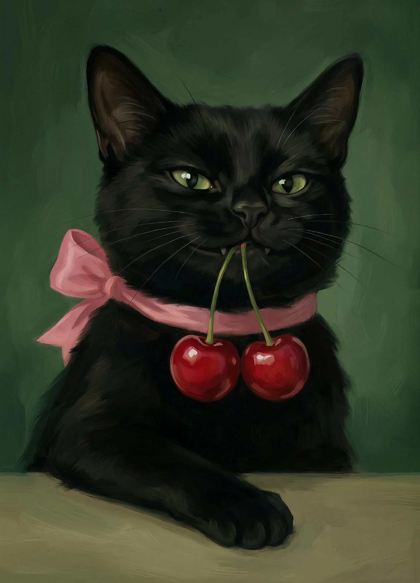 Charming Black Cat & Desserts Art Canvas