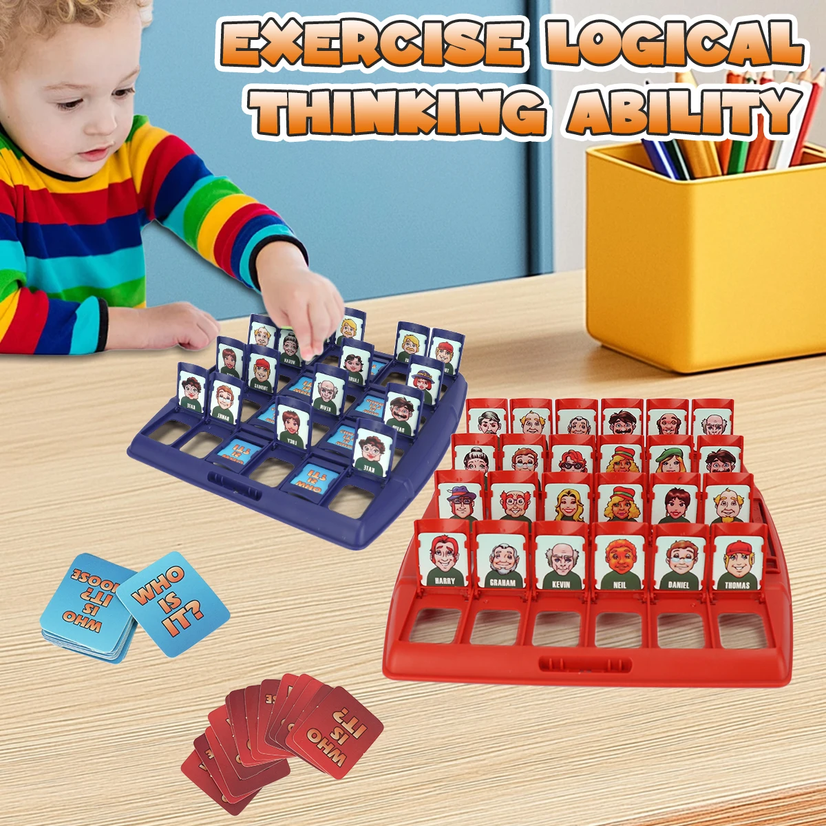 Guess Who Board Game  Classic 2-Player Family Logic Deduction Game, Parent-Child Interactive Toy with Character Cards