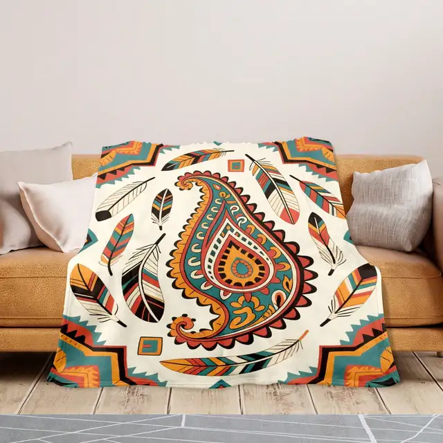 Paisley Feather Decorative Blanket 4