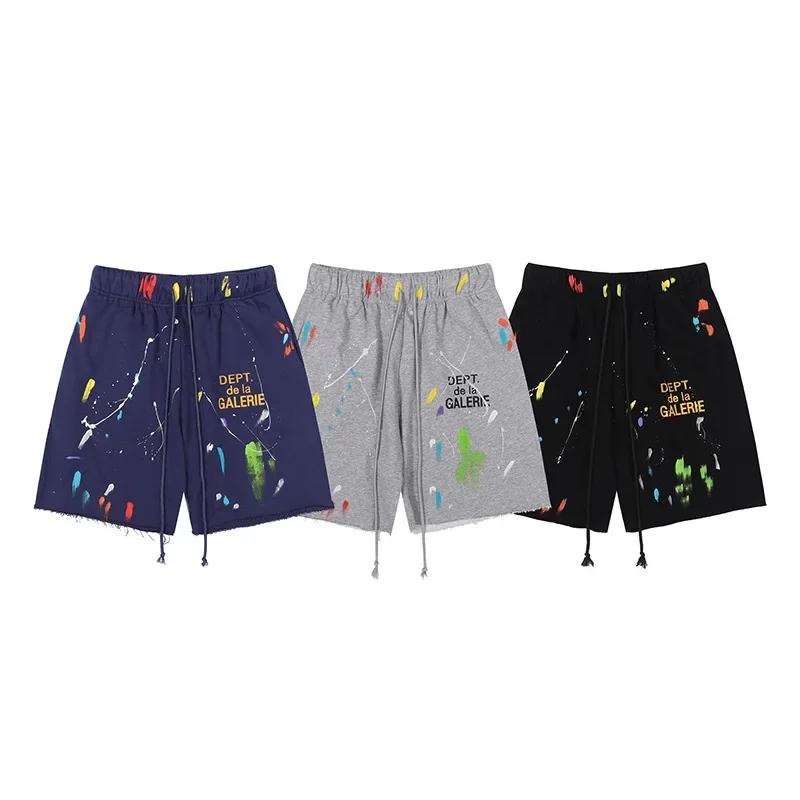 

GALLERY DEPT Harajuku 23SS Summer Letter Printed Logo Streetwear Hip Hop Hand Drawn Sweat Beachwear Men Casual Terry Shorts