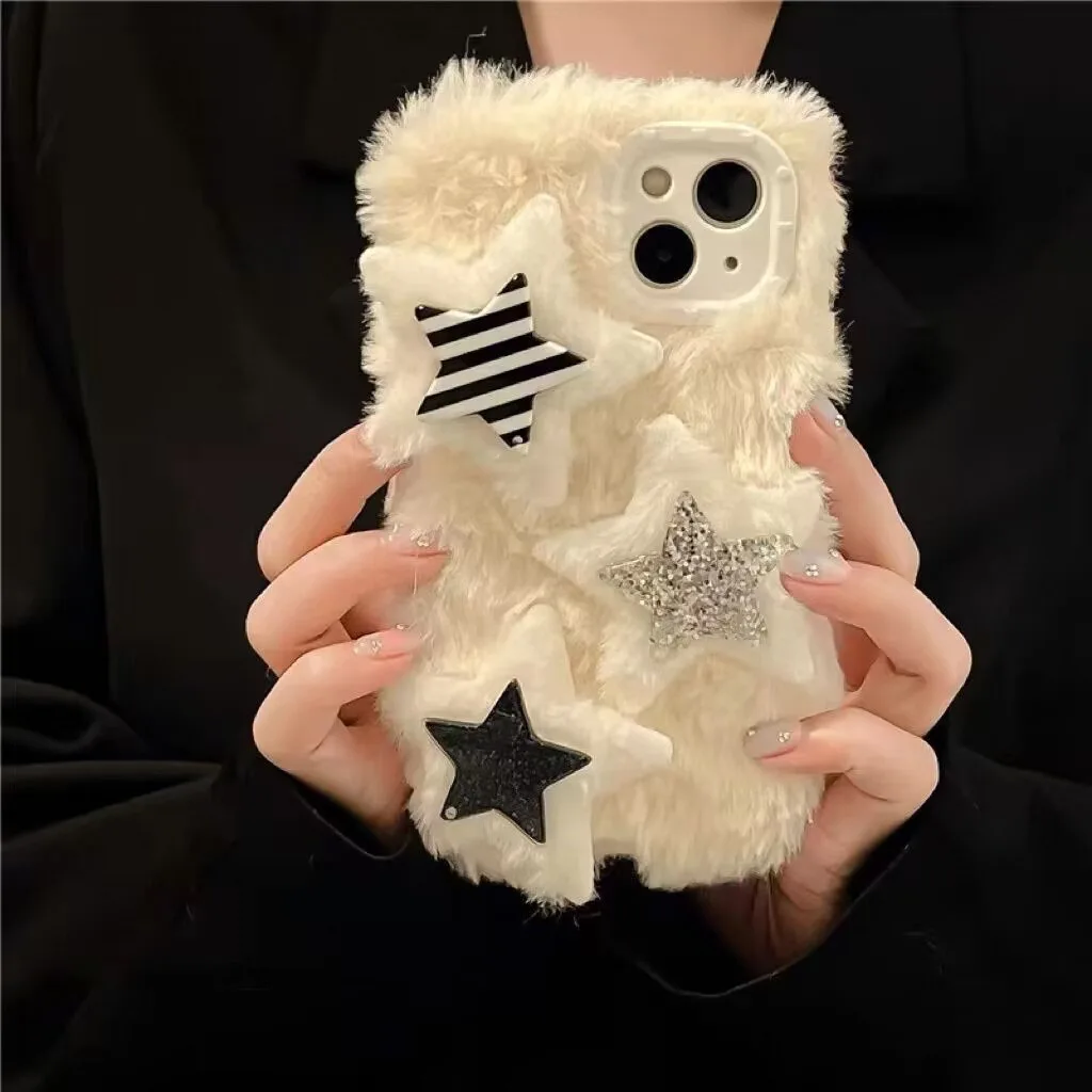 

Luxurious Sweet and Cool Plush Star Phone Case For iPhone 15 14 13 12 Por Max Mini 7 8 Plus XS XR Allinclusive Shockproof Phone