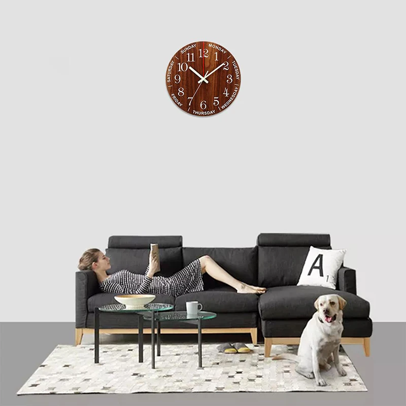 12 Inch Luminous Wall Clock Modern Design Wood Silent Light In Dark Night Nordic Fashion Wall Clock Non Ticking With Night Light