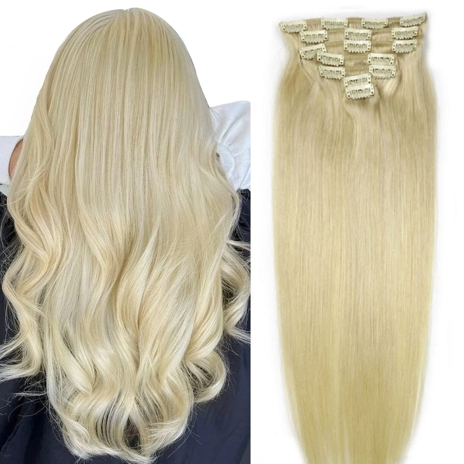 Remy Hair 16"-24" 7pcs Set Clip in Human Hair Extensions 70g 80g 100g Brazilian Real Human Extensions Chocola
