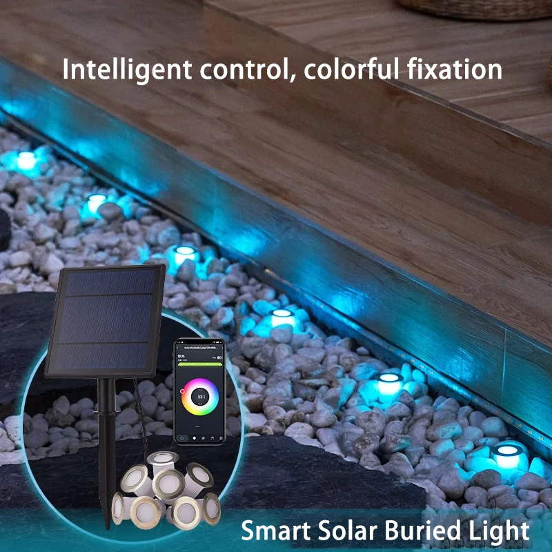 Jardin Tuin Decoratie Outdoor Smart Rgb Solar Led Begraven Verlichting Luces Solares Para Exterieur Lamp Waterdichte Buitenkant