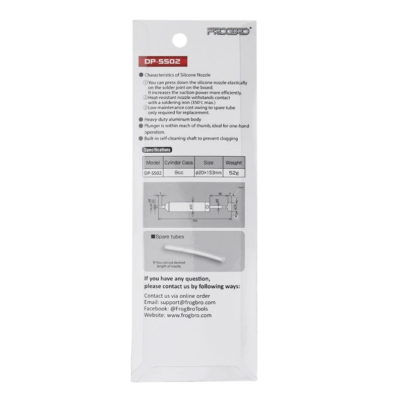 Ventouse à dessouder SS-02 avec son étui de rangement, outil de soudage professionnel pour PCB, prêt à l'emploi.