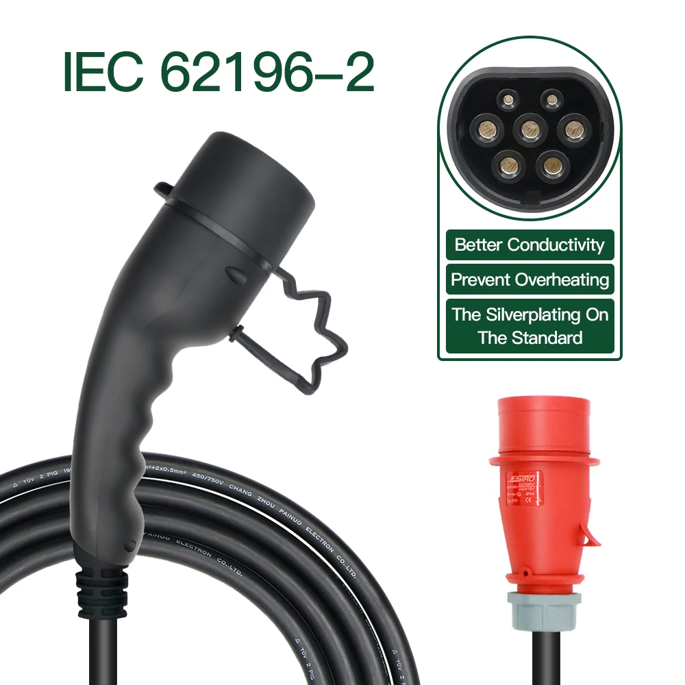 Car Level 2 EV Type 2 Ev Charging Cable 16A 11kw 3Phase IEC 62196 2 CEE  Plug EVSE For Electric Vehicle Charger From Vamefun, $703.44