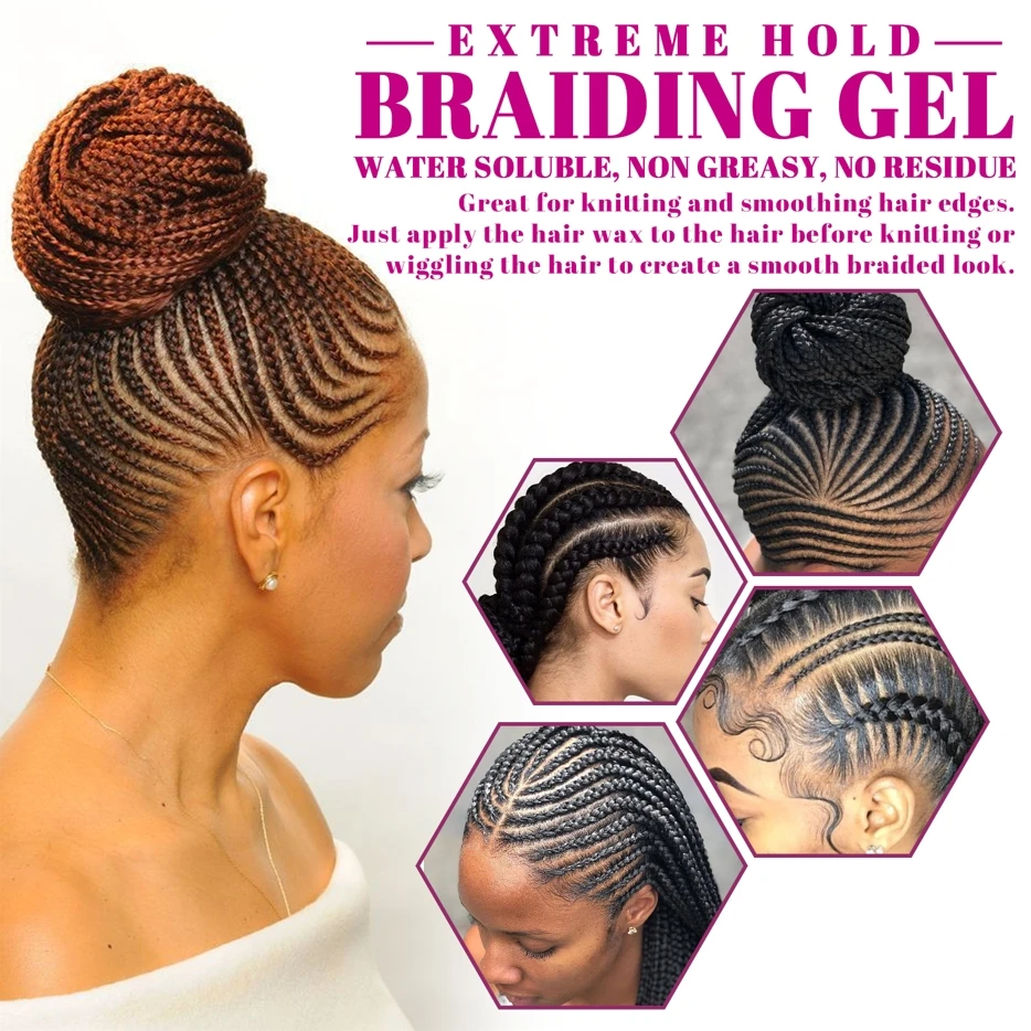 Strong Hold Braiding Gel Wax - Anti-Frizz Hair Pomade for Smooth Edge Control