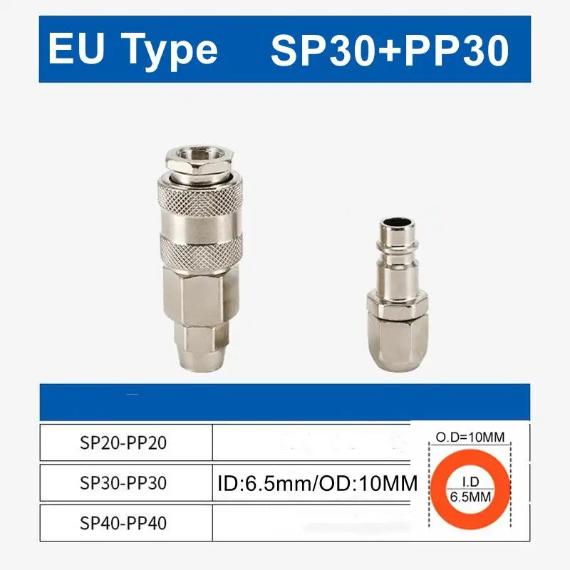 Quick connector for pneumatic connection EU PP SP 20 30 40 European air compressor hose 1pcs