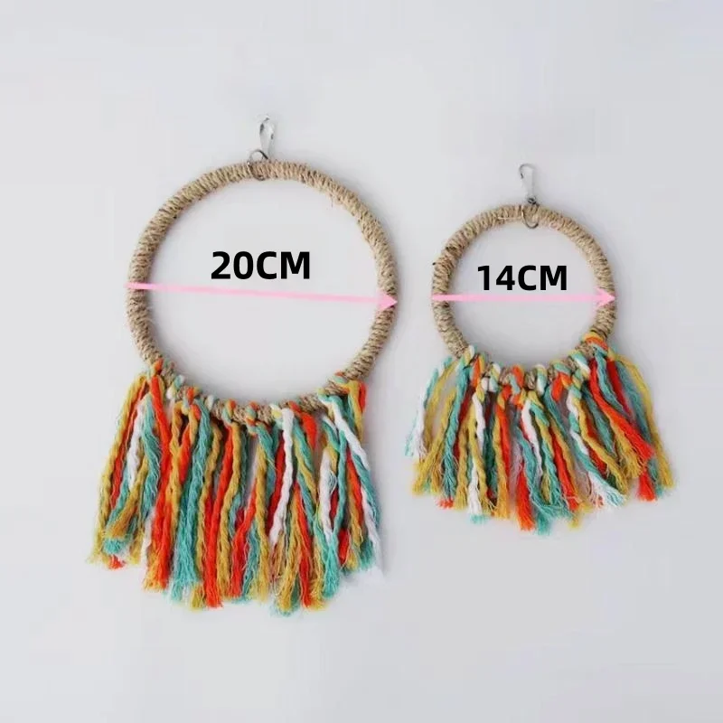 Pet Bird Parrot Toy Cotton Rope Circle Toys Chewing Bite Parrot Perch Hanging Cage Swing Rope Ring Stand Climb Toy Bird Supplies