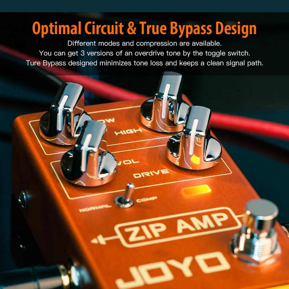 JOYO R-04 ZIP AMP Overdrive Pedal Rock Compression Tone with Gain COMP True Bypass Overdrive Effects Guitar Pedal