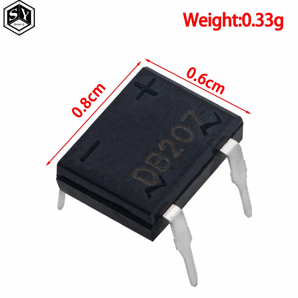 Diode Bridge Retifica DB207 DIP-4 DB207S DIP4 2A 1000V power diode rectifier 1000v electronic components 10pcs/lot diode bridge rectifier,electronic component,rectifier diodes,electrical rectifier diodes,electrical diodes,electrical component