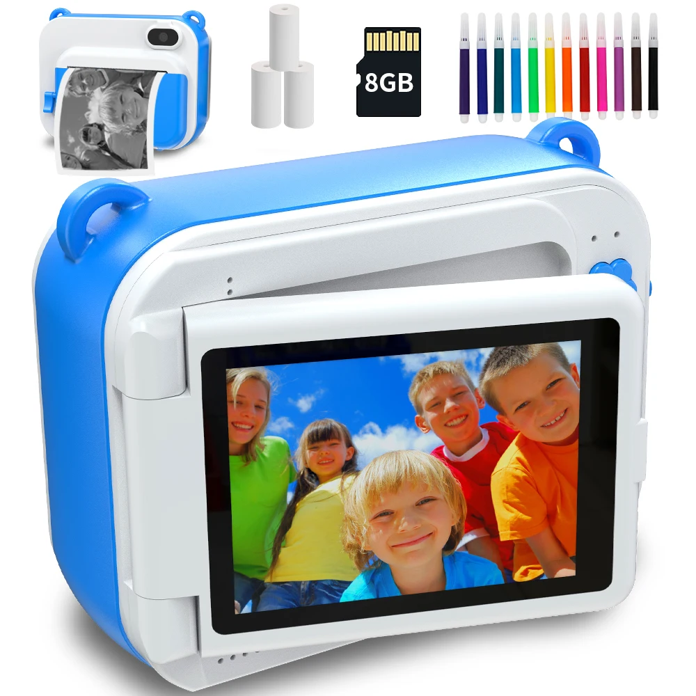 DIY Printting Children's Camera With Thermal Paper Digital Photo Camera Selfie Kids Instant Print Camera Boy's Birthday Toy Gift 