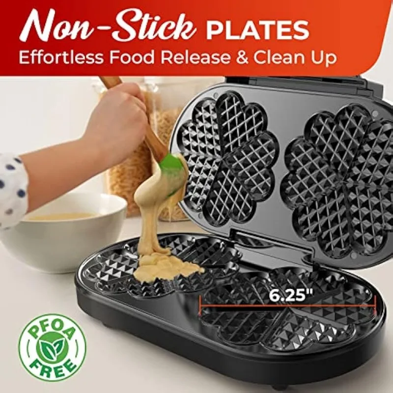 Double Heart Waffle Maker, Makes 10 Mini Hearts or 2 Large Waffles