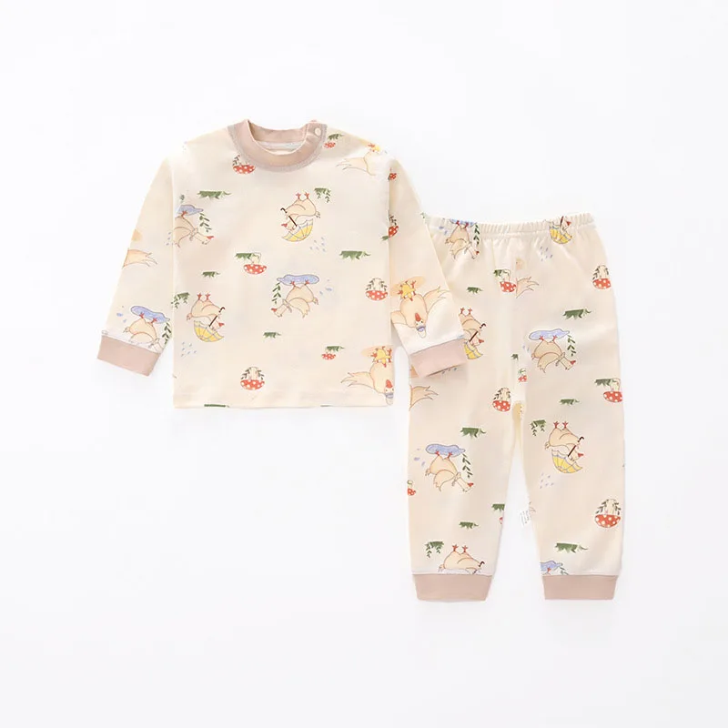 thumbnail image 1 of 1-6Y Baby Clothes Unisex Homewear Sets Boy Infant Pajamas Cartoon Print Long Sleeved Top and Pants 2Pcs Girls Toddler Long Johns, 1 of 6