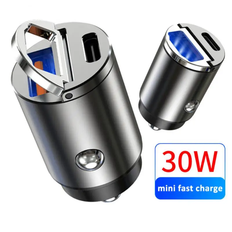 

USB Car Charger Type C Mini QC 4.0 3.0 Quick Charge 30W PD Auto Adapter Charger For iPhone Samsung Car Accessories