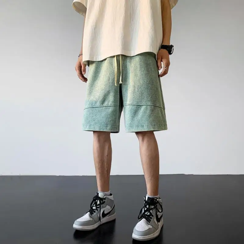 150KG Heavyweight Washable Old Shorts Men's Fashion Brand Loose Summer American Casual Sports 5/4 Pants Large