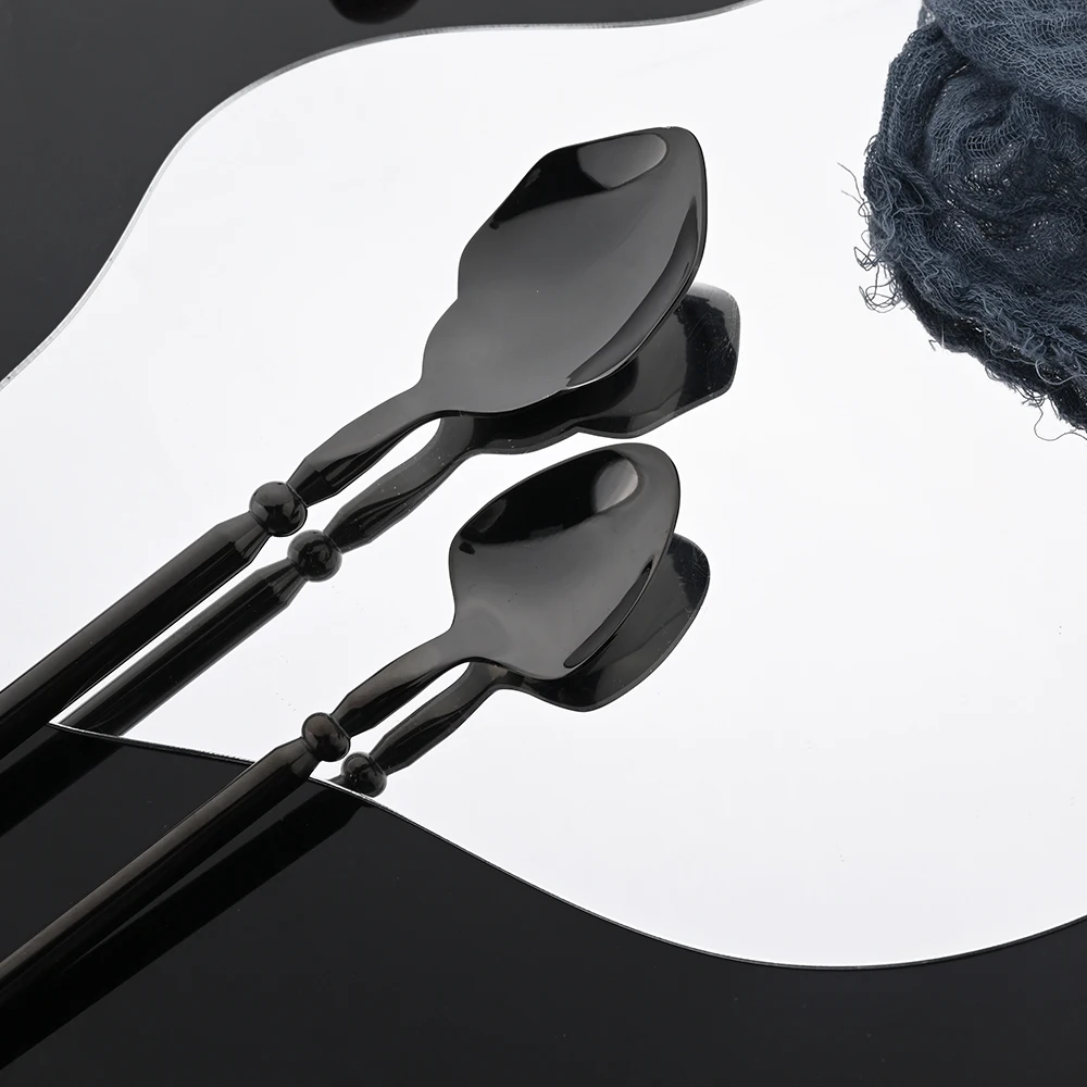 Mirror Black 304 Stainless Steel Cutlery Tableware Set Dinnerware Flatware Set Steak Knife Fork Spoon Silverware Dishwasher Safe