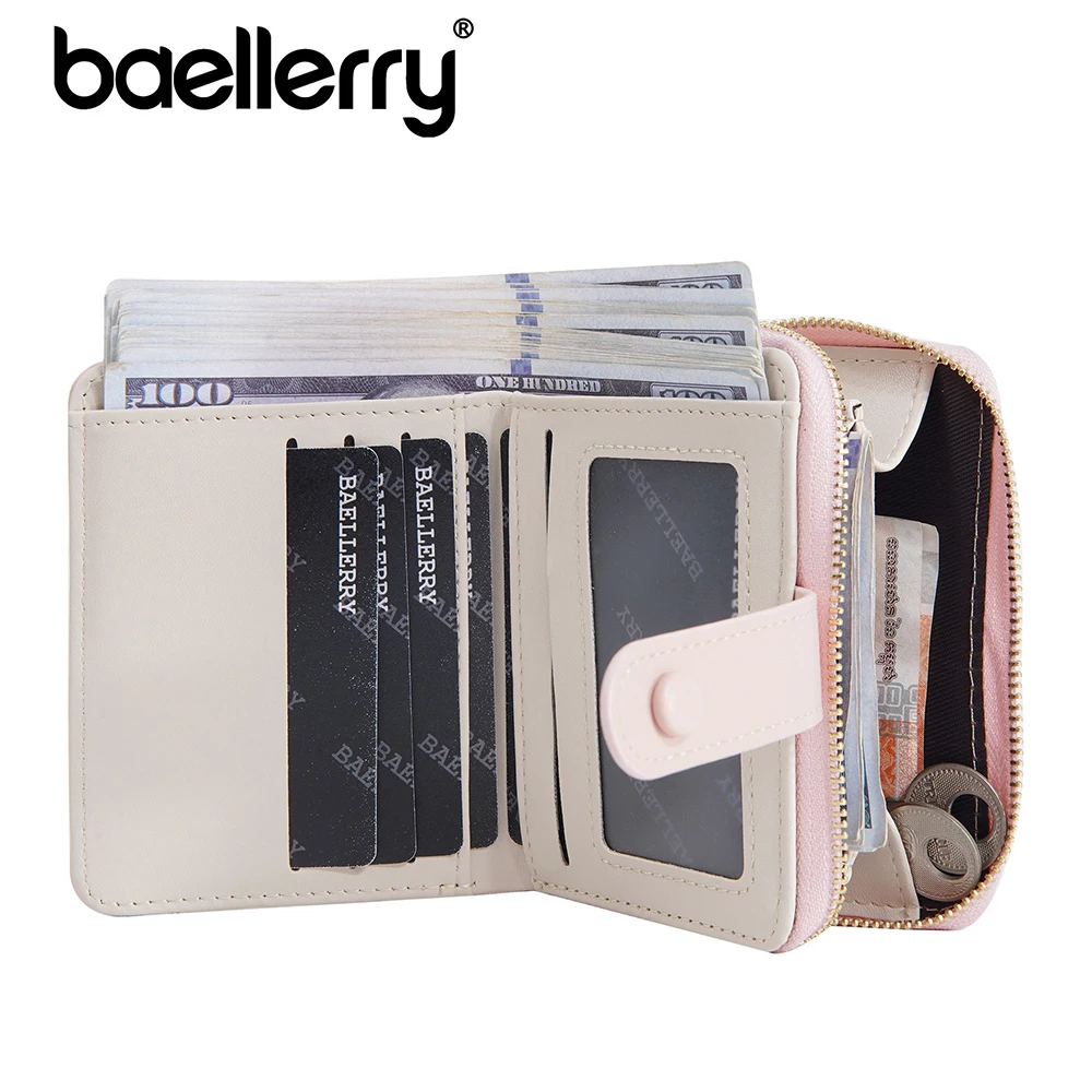 baellerry Cute Dinosaur Print Wallet for Women - Short Snap Button Design with RFID Blocking, 6 Card Slots Slim Compact