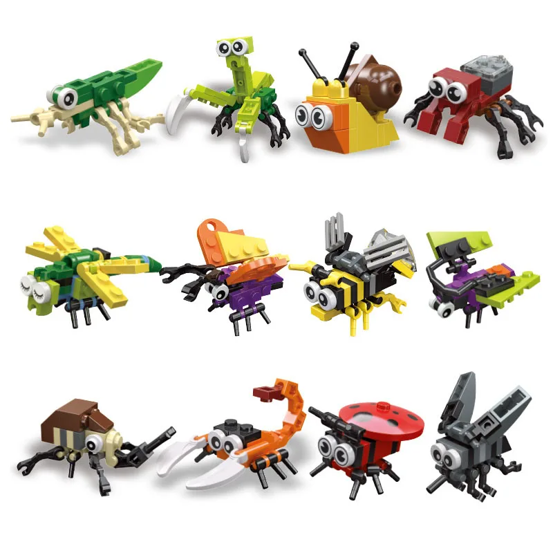 Insect Building Blocks Toy Mini Butterfly Honeybee Dragonfly Spider ...