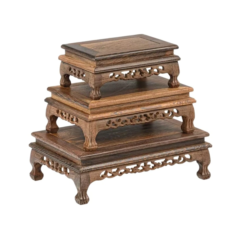 Supporto per Piante in Legno Miniatura, Espositore per Vasi e Figurine, Base per Fiori e Bonsai Supporto per tornio a legno