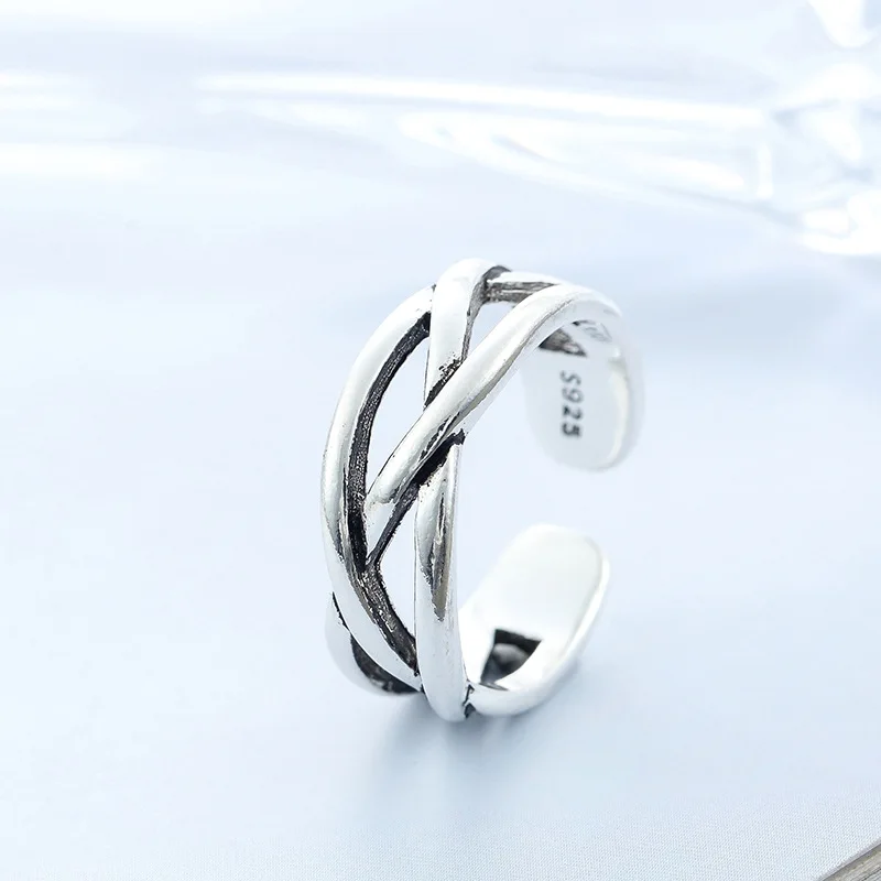 

925 Sterling Silver Overlapping ​Open Rings For Women Engagement Jewelry Wholesale Free Shipping and Free Shipping Jewellery