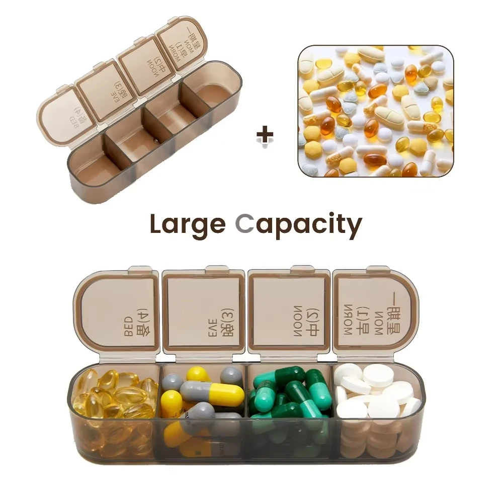 Enhanced Travel Pill Organizer - Weekly 3/4 Daily, Large Capacity with 21/28 Compartments