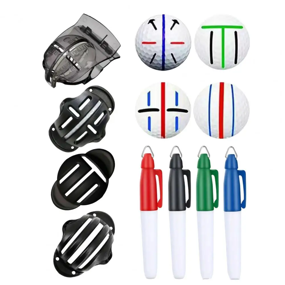 Golf Ball Alignment Tool High Precision Golf Ball Marker Stencil Kit with Line Marker Pens Set of 1 for Putting
