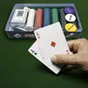 300pcs Poker Chip Set For Texas Holdem Blackjack Gambling With Carrying Case And Cards Hold'em Mat Texas Holdem Poker Game Set 6